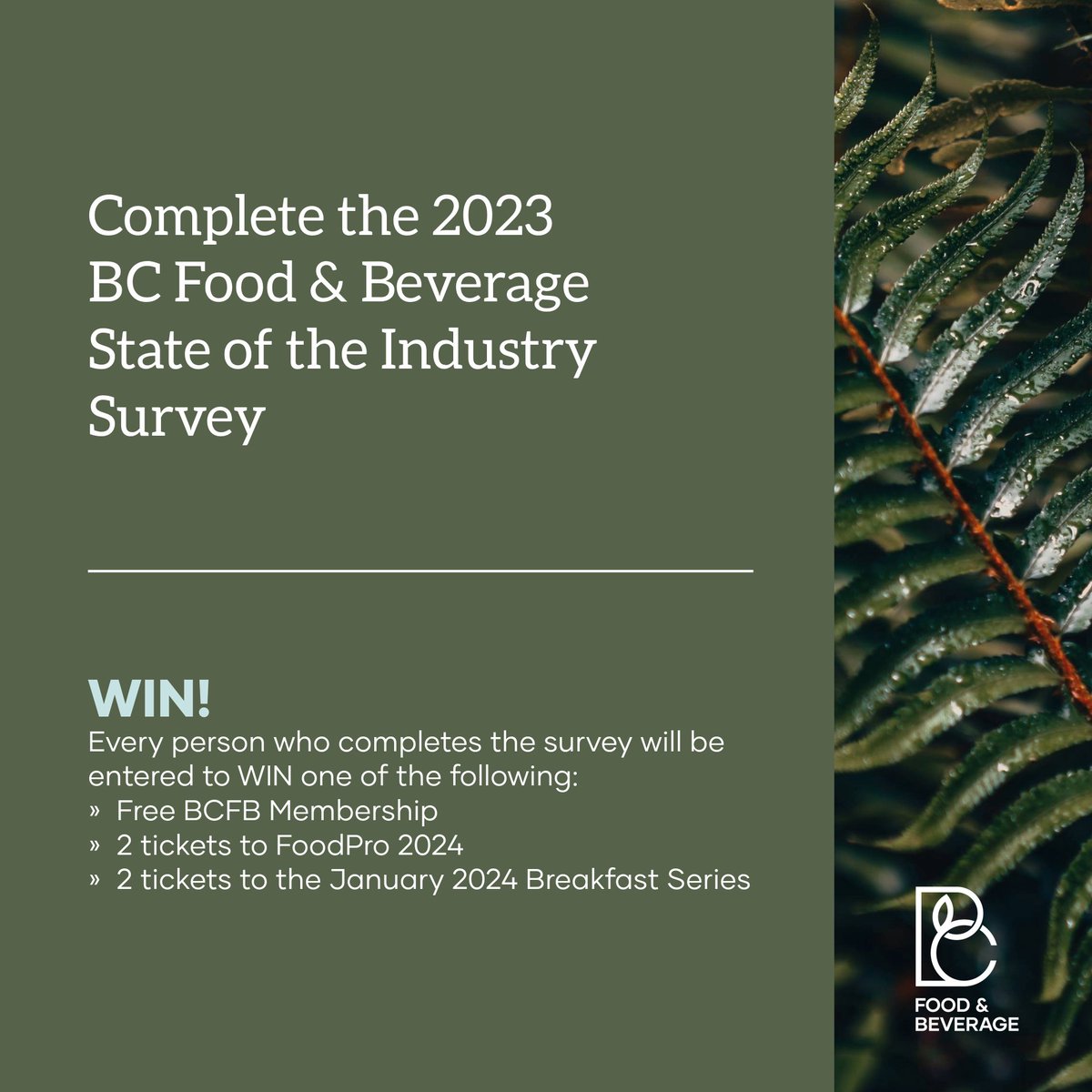 Complete the 2023 BC Food &amp; Beverage State of the Industry Study by Dec. 15th!  

SURVEY LINK: questionnaire.simplesurvey.com/f/s.aspx?s=660…

Your participation in this survey is VERY CRITICAL to advancing our industry advocacy efforts and ultimately helping the industry enhance its competitiveness.