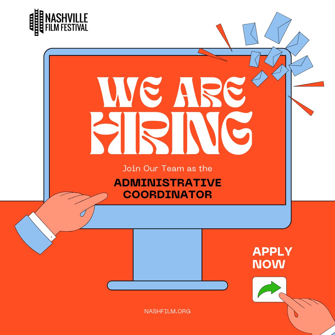 WE ARE HIRING! NashFilm is seeking a full-time Administrative Coordinator who will support operational success, represent the NashFilm brand & contribute to the overall mission of NashFilm’s year-round nonprofit initiatives. Details here: nashvillefilmfestival.org/jobs-2/