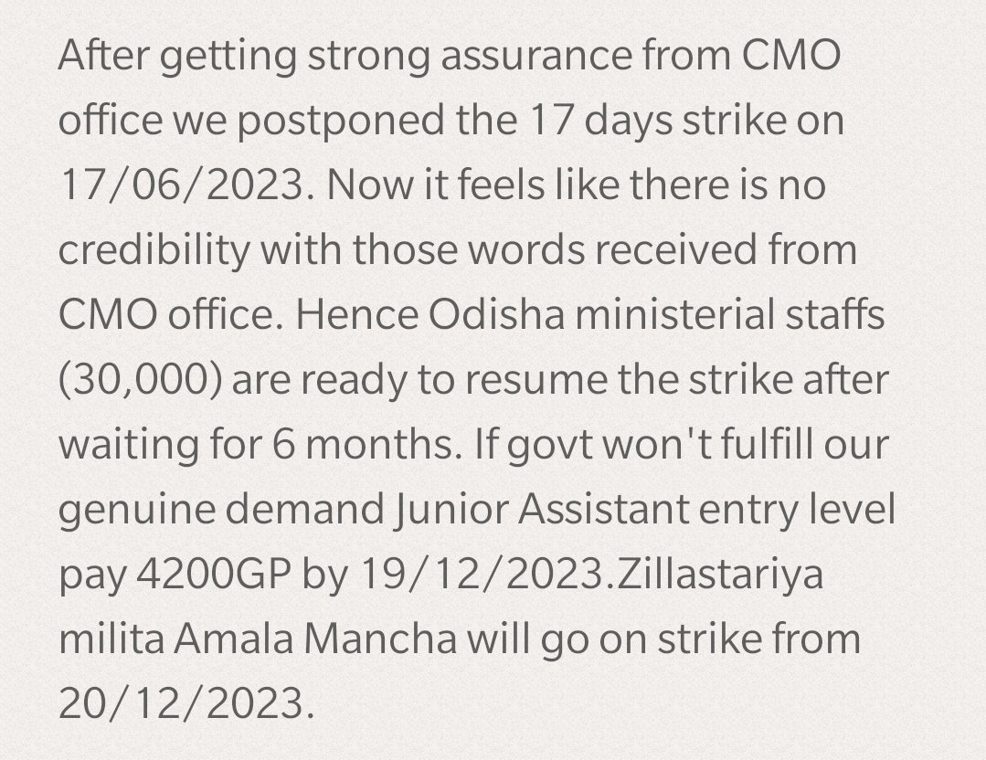 Zillastariya Amala's movement against exploitation (@amalaganjam) on Twitter photo #JuniorAssistantDemand4200GP
#WeDemandLegitimate4200GP
#Justiceforjuniorassistants
#Odisha
#BJD
#vkpandian
<a href="/CMO_Odisha/">CMO Odisha</a>
<a href="/Naveen_Odisha/">Naveen Patnaik</a>
<a href="/VKPANDIANSIRFC/">NAVEEN ODISHA</a>
<a href="/PradeepJenaIAS/">Pradeep Jena IAS</a>
@gopabandhu24
<a href="/ZmamOdisha/">Zillastariya Milita Amala Mancha Odisha</a>
<a href="/OdishaOmoa/">OMOA Odisha,ଓଡିଶା ଅମଲା ସଂଘ</a>
<a href="/pranabpdas/">Pranab Prakash Das</a>
<a href="/BJP4Odisha/">BJP Odisha</a>
<a href="/otvkhabar/">ଓଟିଭି</a>
<a href="/NandighoshaTV/">NandighoshaTV</a>
<a href="/kanak_news/">Kanak News</a>
<a href="/NEWS7Odia/">Prameya News7</a> #JuniorAssistantDemand4200GP
#WeDemandLegitimate4200GP
#Justiceforjuniorassistants
#Odisha
#BJD
#vkpandian
<a href="/CMO_Odisha/">CMO Odisha</a>
<a href="/Naveen_Odisha/">Naveen Patnaik</a>
<a href="/VKPANDIANSIRFC/">NAVEEN ODISHA</a>
<a href="/PradeepJenaIAS/">Pradeep Jena IAS</a>
@gopabandhu24
<a href="/ZmamOdisha/">Zillastariya Milita Amala Mancha Odisha</a>
<a href="/OdishaOmoa/">OMOA Odisha,ଓଡିଶା ଅମଲା ସଂଘ</a>
<a href="/pranabpdas/">Pranab Prakash Das</a>
<a href="/BJP4Odisha/">BJP Odisha</a>
<a href="/otvkhabar/">ଓଟିଭି</a>
<a href="/NandighoshaTV/">NandighoshaTV</a>
<a href="/kanak_news/">Kanak News</a>
<a href="/NEWS7Odia/">Prameya News7</a>