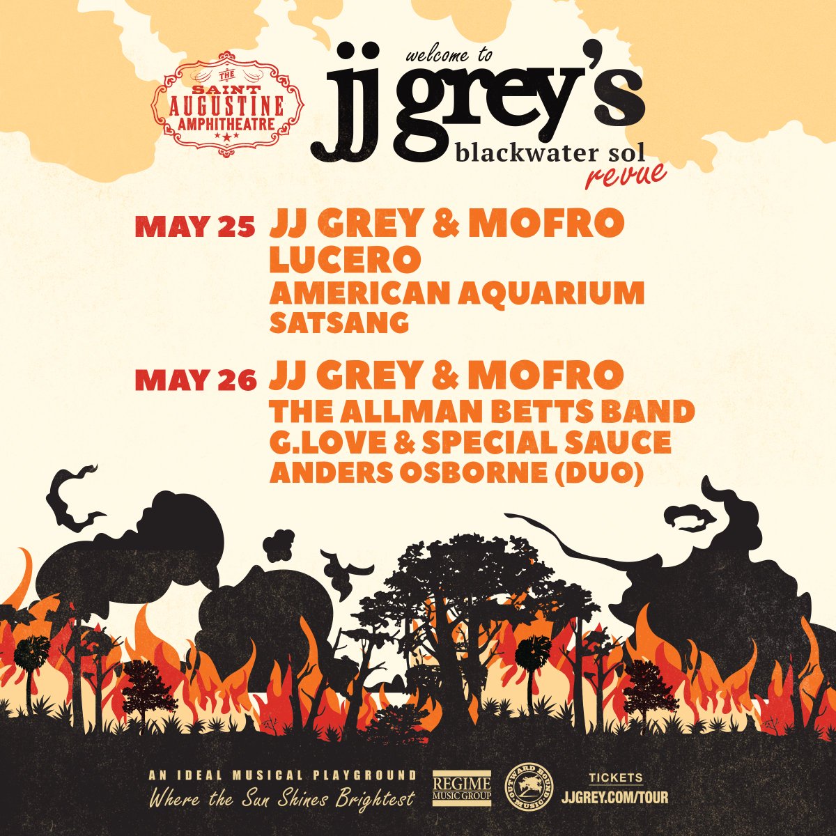 Pretty damn excited to be part of this incredible lineup. See you on May 25th in St. Augustine at @theampsa for @JJGREYandMOFRO Blackwater Sol Revue. Coming down with a special acoustic solo set. @luceromusic American Aquarium @allmanbettsband @glove Anders Osborne