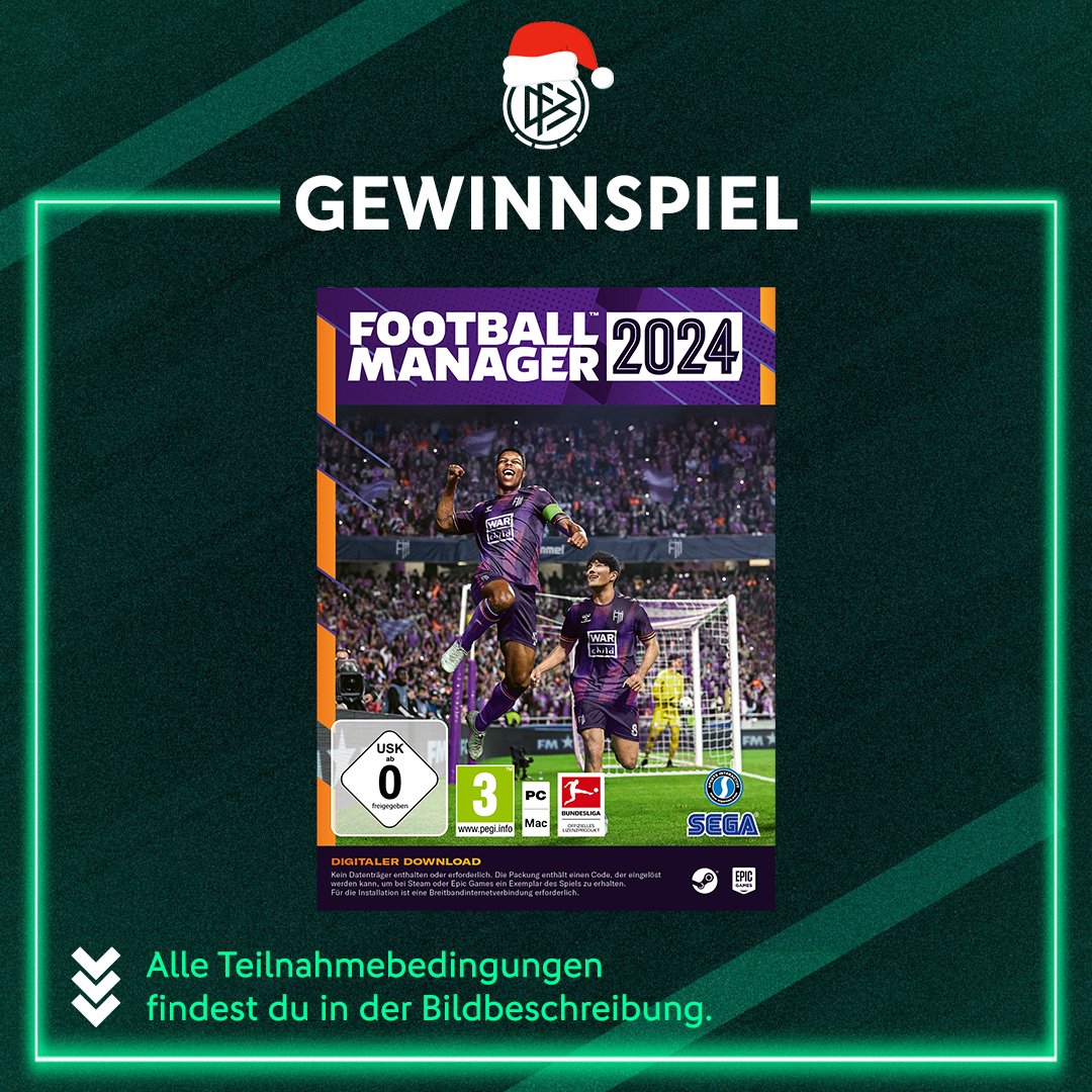 🇩🇪 TÜRCHEN 14 🇩🇪 Hinter unserem 14. Türchen versteckt sich: 5x1 FOOTBALL MANAGER 24 Wie kannst du teilnehmen? 🔍 ❤️ Like den Post 🔁 Retweete den Post 💬 Markiere eine Person in den Kommentaren 🤝 Folge @DFB_eFootball Der Teilnahmeschluss ist am 19.12.2023 um 23.59 Uhr.