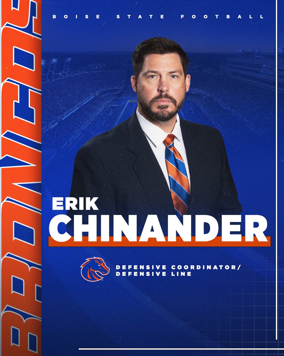 Boise State @Coach_SD announced Thursday that @CoachChinander has been elevated to Defensive Coordinator. Chinander leads a defensive line that ranks 17th nationally in sacks and 29th against the run. 📰 boi.st/3TqAypM #Compete | #BleedBlue | #MW
