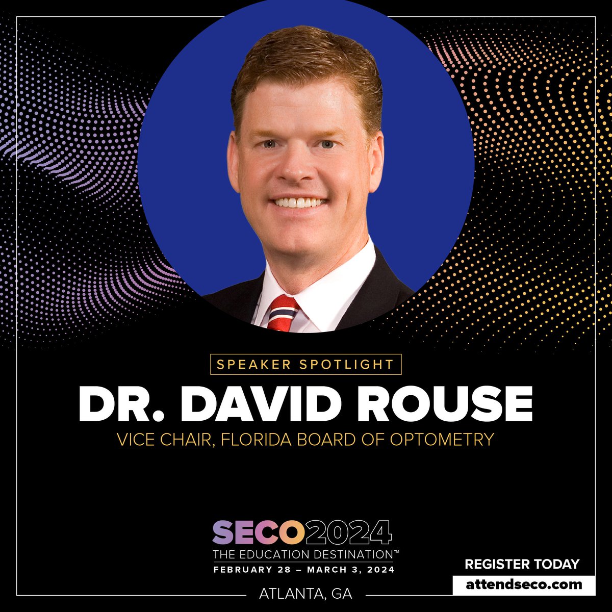 seco_intl's tweet image. 📷 Speaker Spotlight: Join us in welcoming David Rouse, OD, FAAO, to our speaker lineup! Don't miss his Florida Jurisprudence course! Learn more at attendseco.com/course-finder and secure your spot today by visiting attendseco.com/register
#attendseco #OptometryCE #seco2024