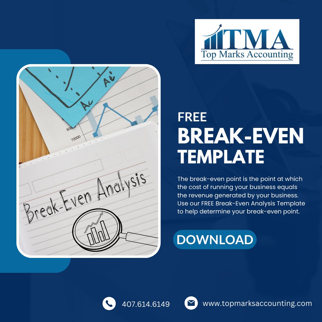 📊💼 Don't let your business be in the dark! 🤝🎁 Grab our FREE break-even analysis template. Simply click the link below to unlock your business's potential! ⬇️🔓

👉 hubs.ly/Q02d4W1G0 👈

#BreakEvenAnalysis #TopMarksAccounting