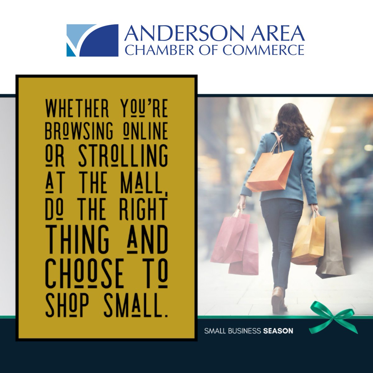 When you are finishing up your Christmas shopping this weekend, remember to shop small! We have an amazing selection of small businesses in Anderson. Make a huge impact this holiday season by shopping locally! 🎄🎁