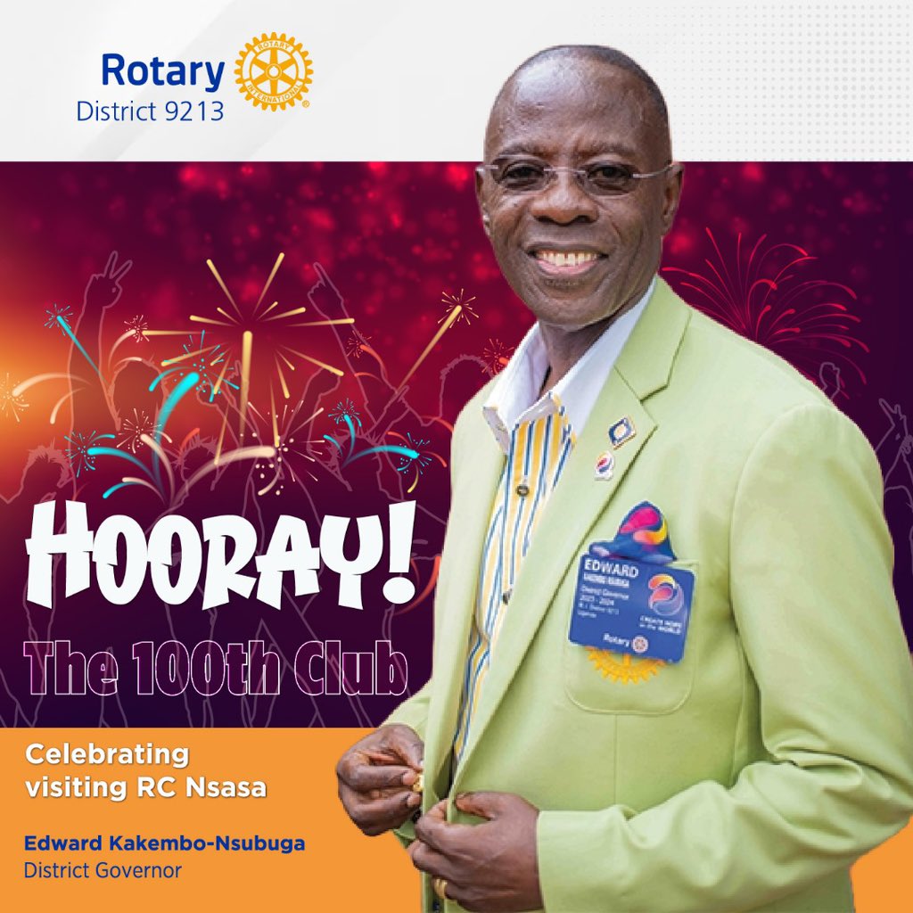 Happy to join our great District Governor Edward Kakembo Nsubuga to mark the occasion of his 100th Club Visit at the Rotary Club of Nsasa. Congratulations to our Hope Creator Governor.