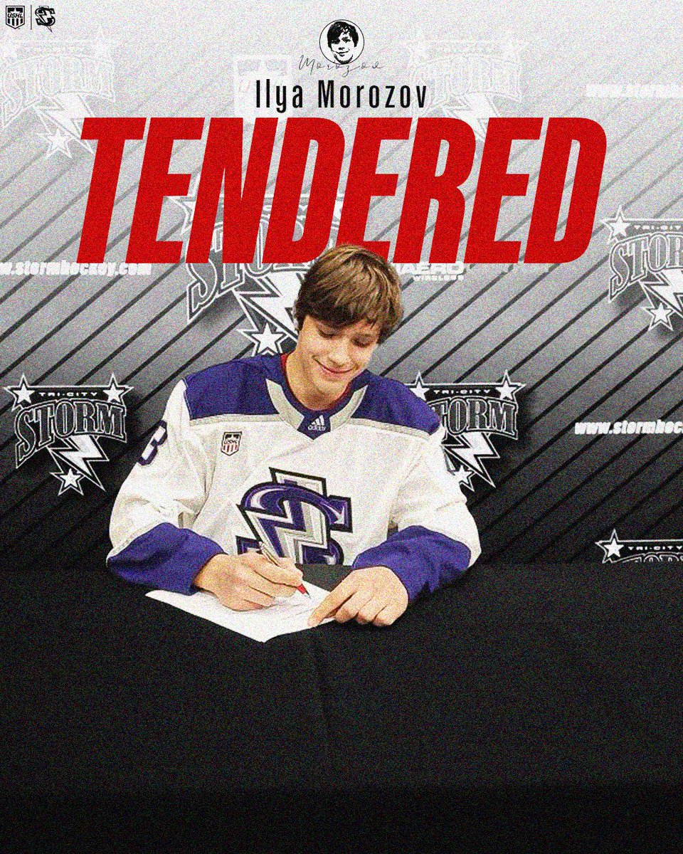 USHL's tweet photo. TENDER AGREEMENT 🚨

The @TriCityStorm have announced that they have signed forward Ilya Morozov to a USHL Tender agreement for the 2024-25 season. 

The Storm will surrender their first-round pick in the Phase 1 draft this upcoming spring.

#StarsRise | 🔗https://t.co/QaDWXHis5D https://t.co/742PQvOc3D