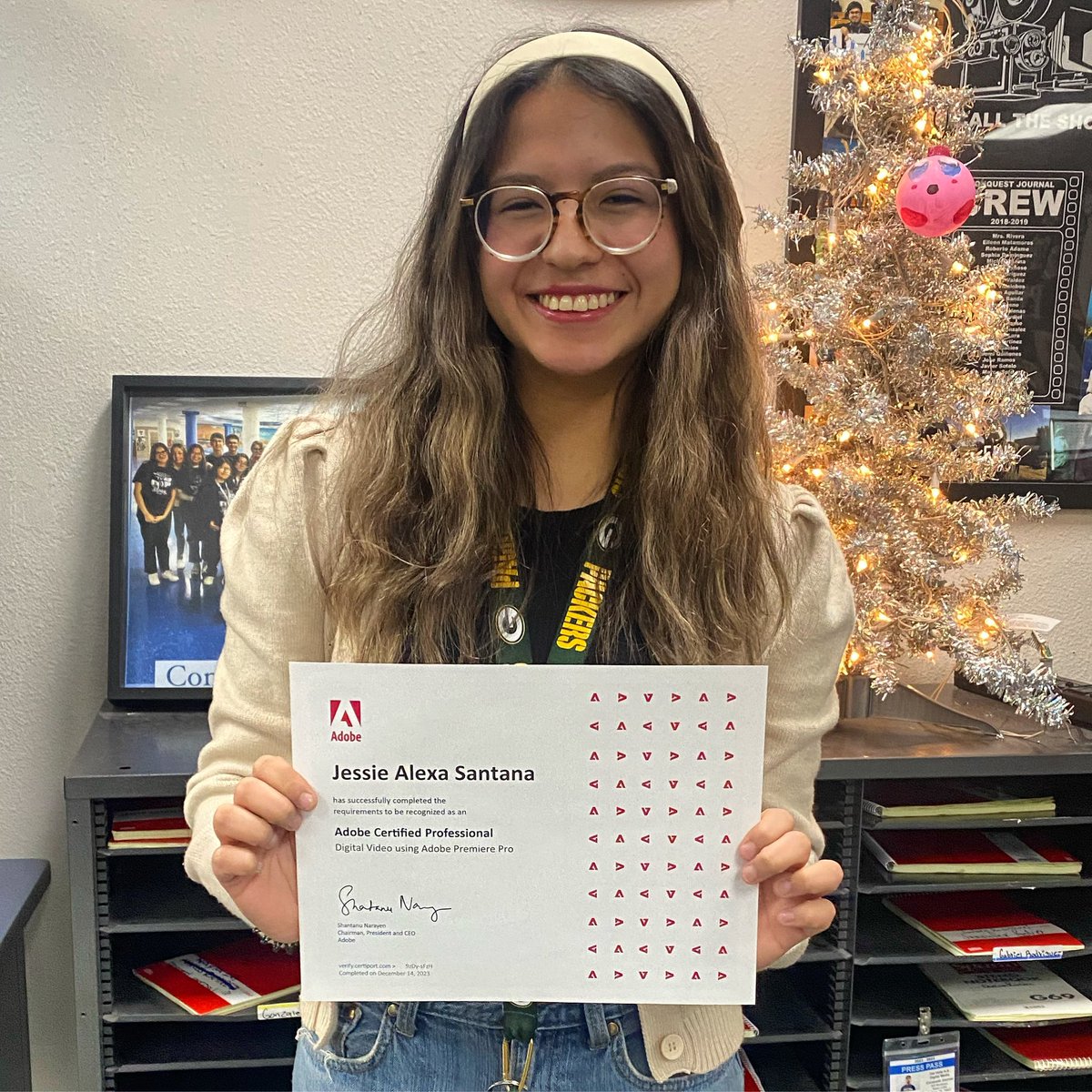 Congratulations Jessie Santana for earning your Adobe Premiere Pro Certification! Way to go! 🎉 @DVHSYISD @IvanCedilloYISD @YsletaISDCTE @R_Benavides2 #CareerReady #adobe #ofod