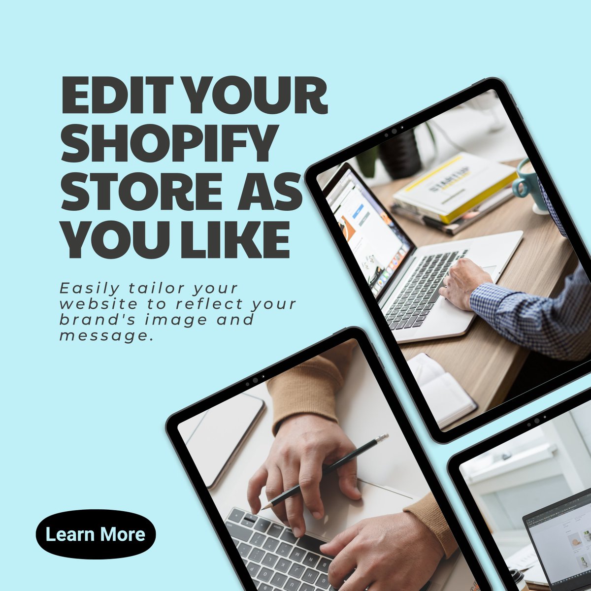 Customize your Shopify store to match your unique style! With endless editing options, you have the power to create a visually stunning and user-friendly online shop. Showcase your products like never before!

#ShopifyCustomization #OnlineStoreDesign #UnleashYourCreativity