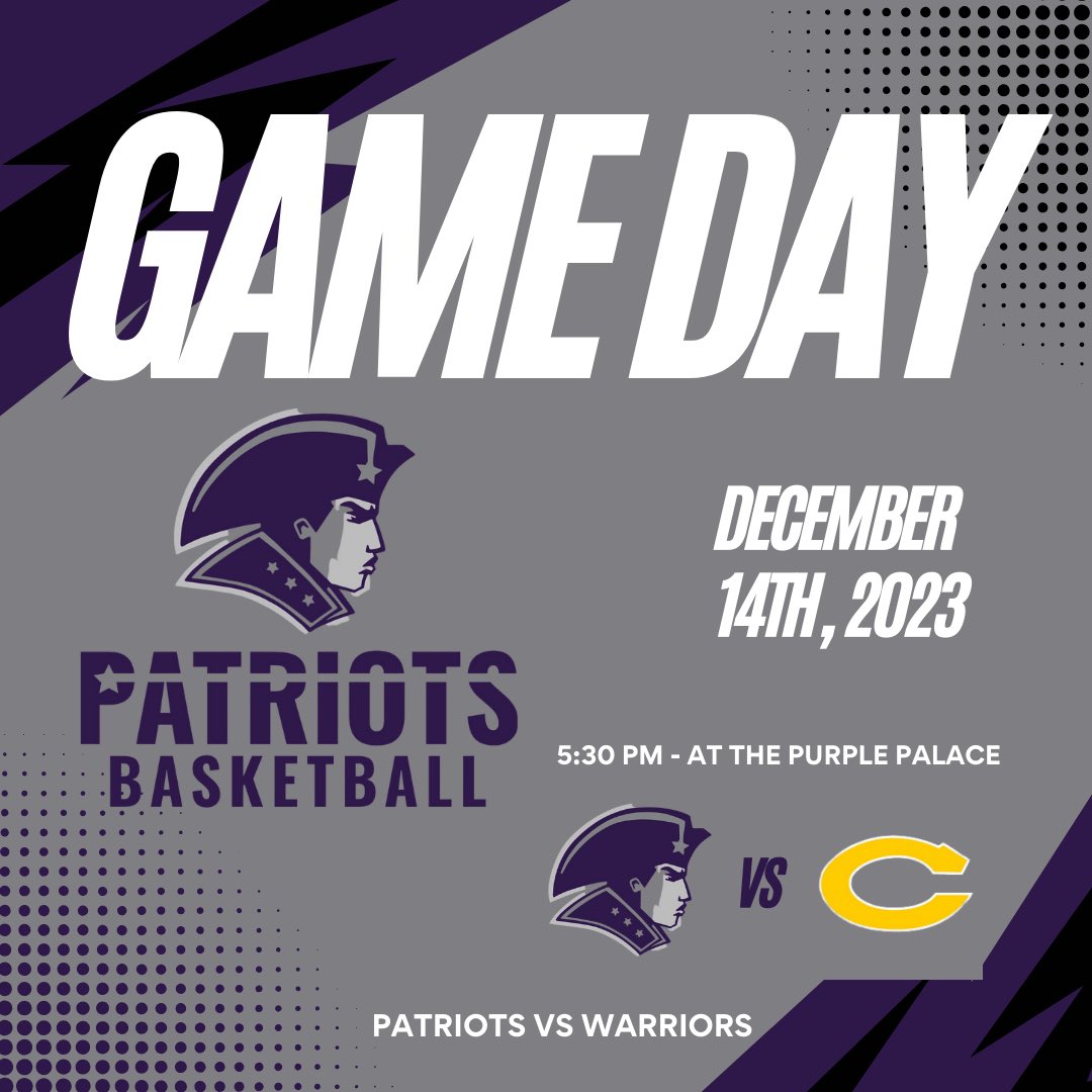 IT’S GAMEDAY!! Your Patriots will play TONIGHT in the last home game of the year vs Central! Varsity tips at 5:30pm and JV tips at 6:30pm! Make sure to wear your purple and #packthepurplepalace #Patriotway #TGHT