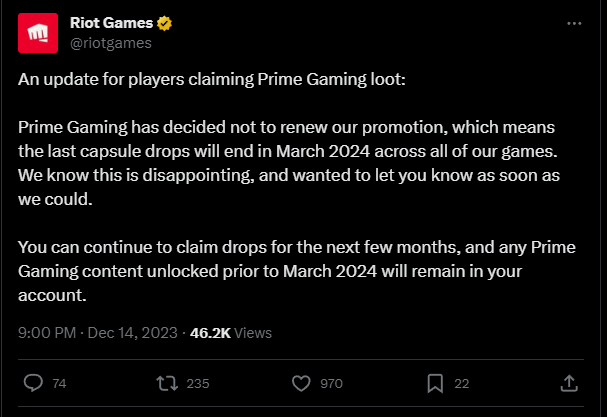 Prime Gaming Update
