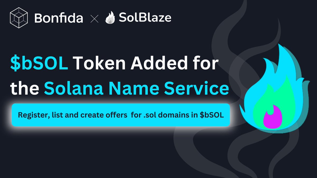 sns.sol (@sns) on Twitter photo Another token has been added for purchasing domain names!
Please welcome <a href="/solblaze_org/">๐ฅ๐ช SolBlaze.org | Stake with us!</a>'s $bSOL to the multiple token registration. Now you have the luxury of using this staking token to register, list & place offers for SNS domain names
Making SNS more accessible day by day ๐ Another token has been added for purchasing domain names!
Please welcome <a href="/solblaze_org/">๐ฅ๐ช SolBlaze.org | Stake with us!</a>'s $bSOL to the multiple token registration. Now you have the luxury of using this staking token to register, list & place offers for SNS domain names
Making SNS more accessible day by day ๐