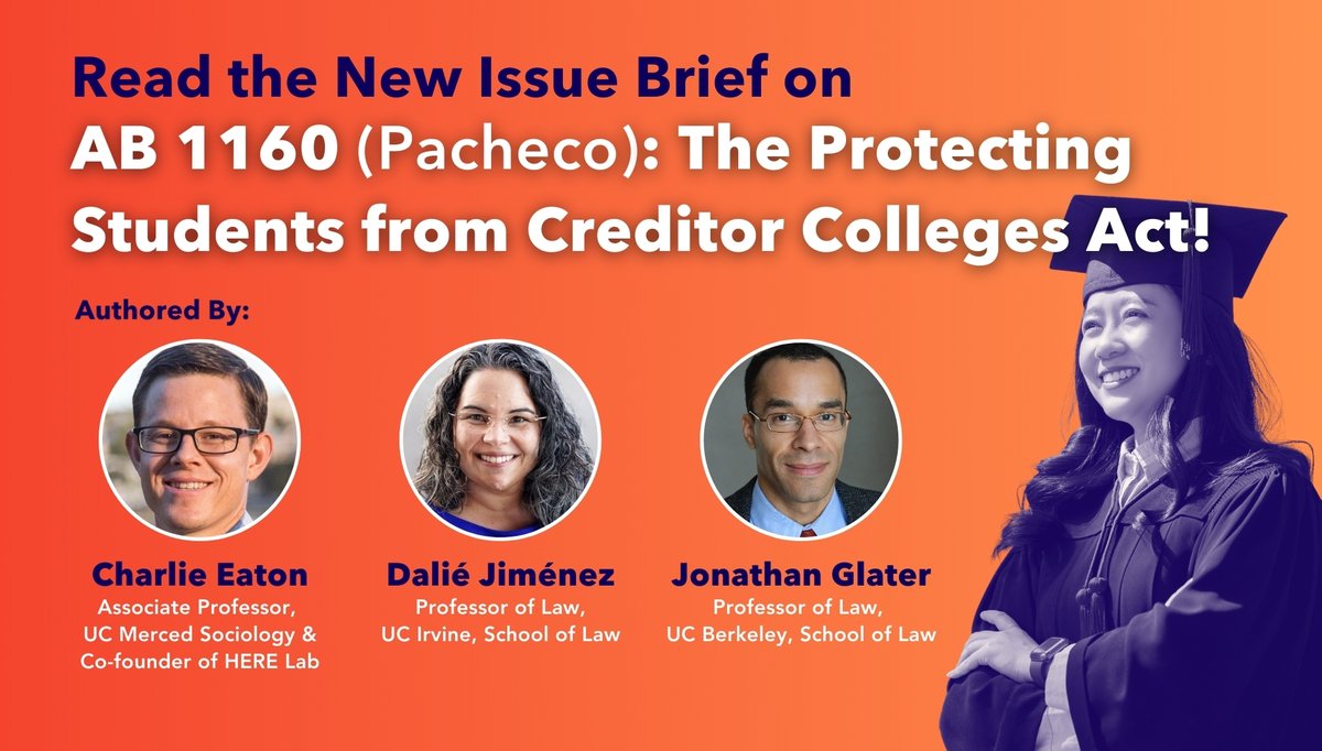 New issue brief alert! 🚨 UC professors estimate that #AB1160 (@AsmPacheco), The Protecting Students from Creditor Colleges Act, aids students and saves California colleges money! 👏🎓 ➡️ Read the full brief for more: bit.ly/3NtMMtQ