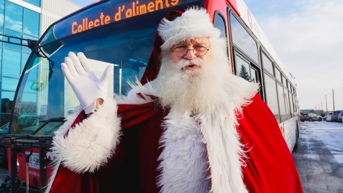 Le père Noël vous remercie pour vos dons lors de la Collecte d’aliments d’OC Transpo et de Loblaw.