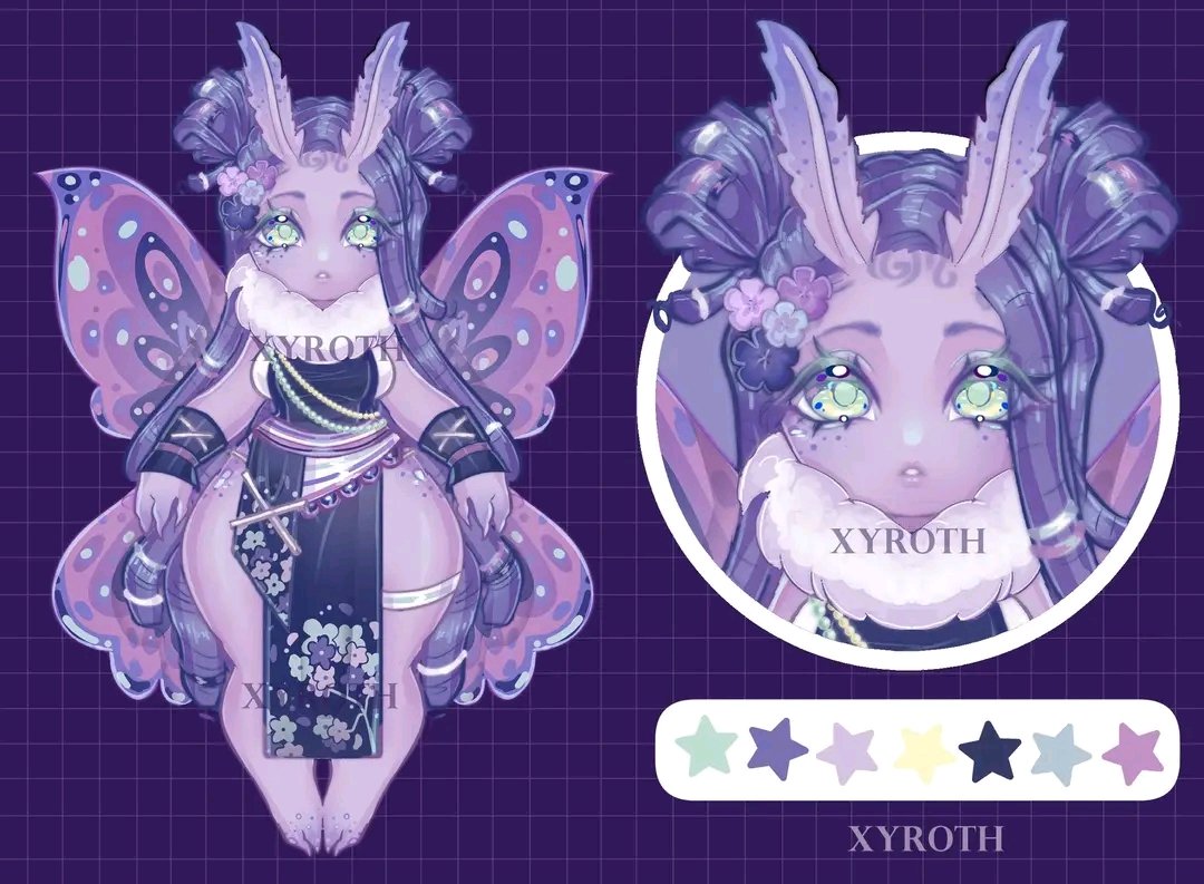 🌸🌸 ADOPTABLE OPEN - MOTH 🌸🌸
(72 HRS)

SB: $10
MIN: -
AB: highest bid (commercial use + chibbi icon + ass view)

Payment per paypal
Base by Nukabubz (Kofi) and desing by me (Xyroth)

@_VGen_  #adoptable #characterdesign #adopt #moth #mothfurry #furry #openauction