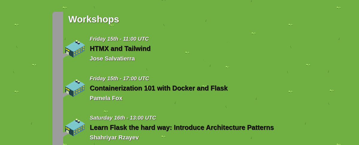 Workshops announced for tomorrow! flaskcon.com