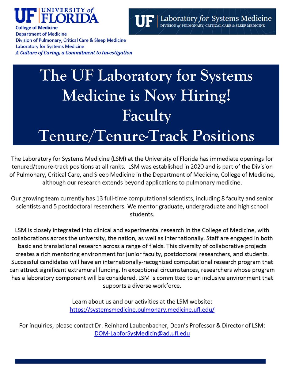 #UFLSM is looking for faculty members to join our team! Please share with those who may be interested. Join our team and delve into a world of dynamic research. #NowHiring #FacultyJobs #STEMJobs #ResearchJobs