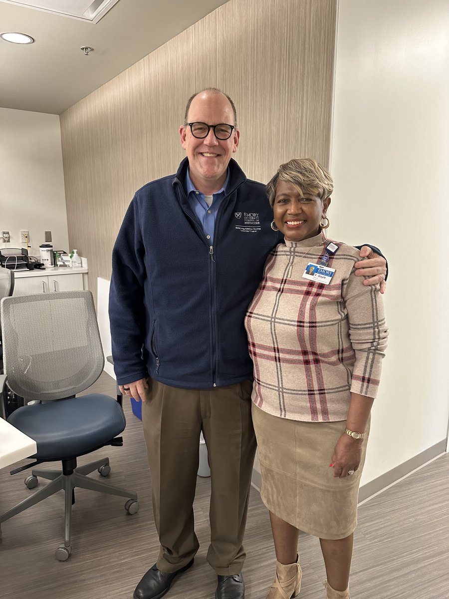 Today, we held a retirement party for this wonderful woman. Gayle is the first person patients on phase I trials @WinshipAtEmory see, and she is never (and I mean never) without a kind word and a smile. Thank you, Gayle, from everyone you've touched.