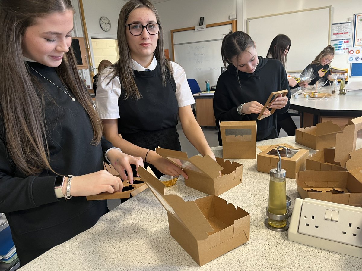 Our S3 HE enterprise group busy preparing festive orders of muffins, cookie jars, chocolate stirrers and hot chocolate cones for staff ready for delivery tomorrow <a href="/KirkintillochHS/">KHS</a>
