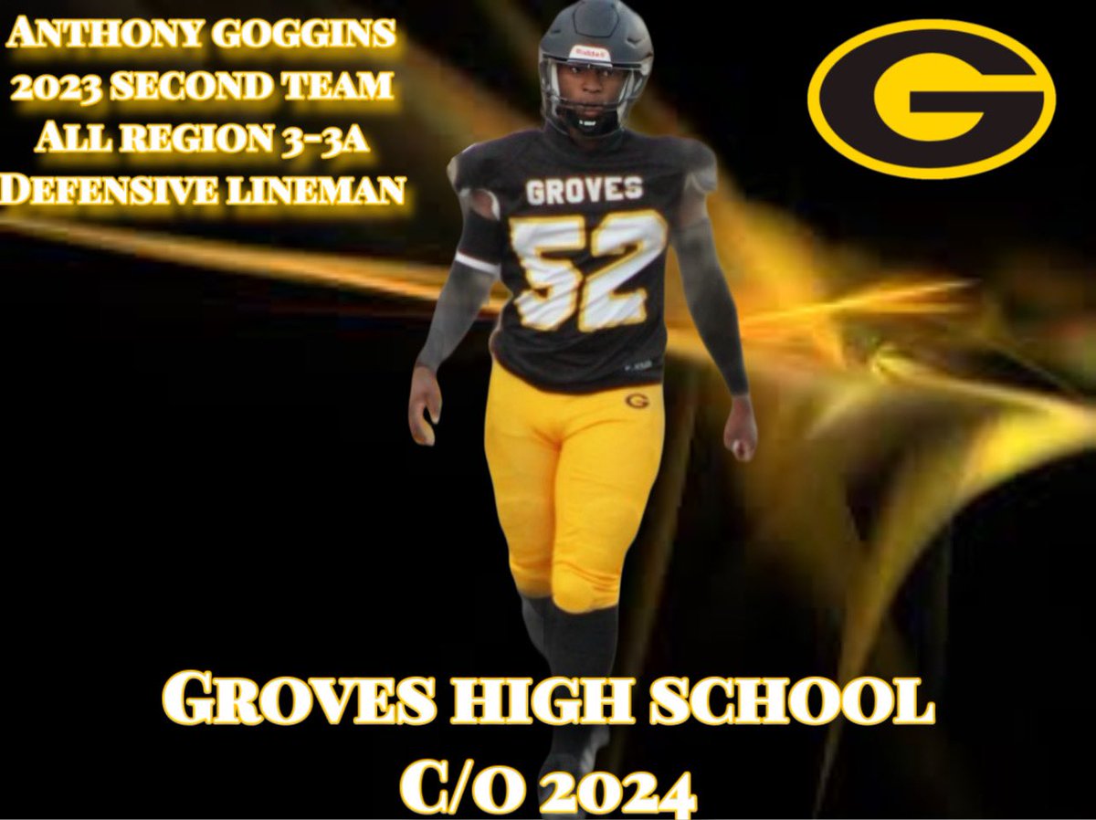 🏈 Huge shoutout to Senior DL Anthony Goggins for securing a well-deserved spot on the All-Region team! @GROVESREBELS_FB pride is shining bright! 🌟 #prideofthewestside #allregion @RecruitGeorgia @PrepRedzoneGA @PrepSav @GAVarsityRivals @JaudonSports