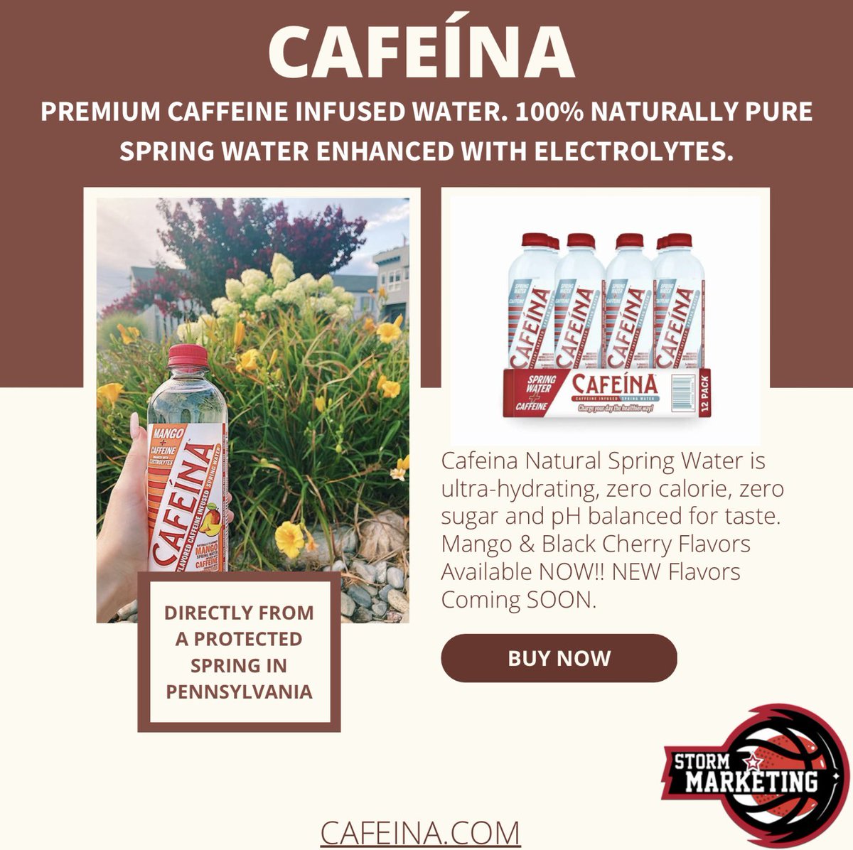 <a href="/CafeinaWater/">Cafeina Water</a> - Charge your day the healthier way! 

Easy 2 to 4 day delivery from UPS.

Go check it out #SJUBB 

cafeina.com