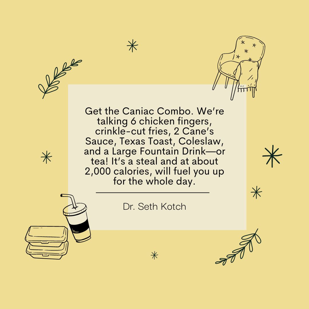 12 Days of AMST/FOLK Cheer, Day 3: We're sharing our faculty members' best tips for how to find a little joy during break. Today, we have Dr. Seth Kotch, who recommends stopping by Franklin Street's newest eatery, Raising Cane's!