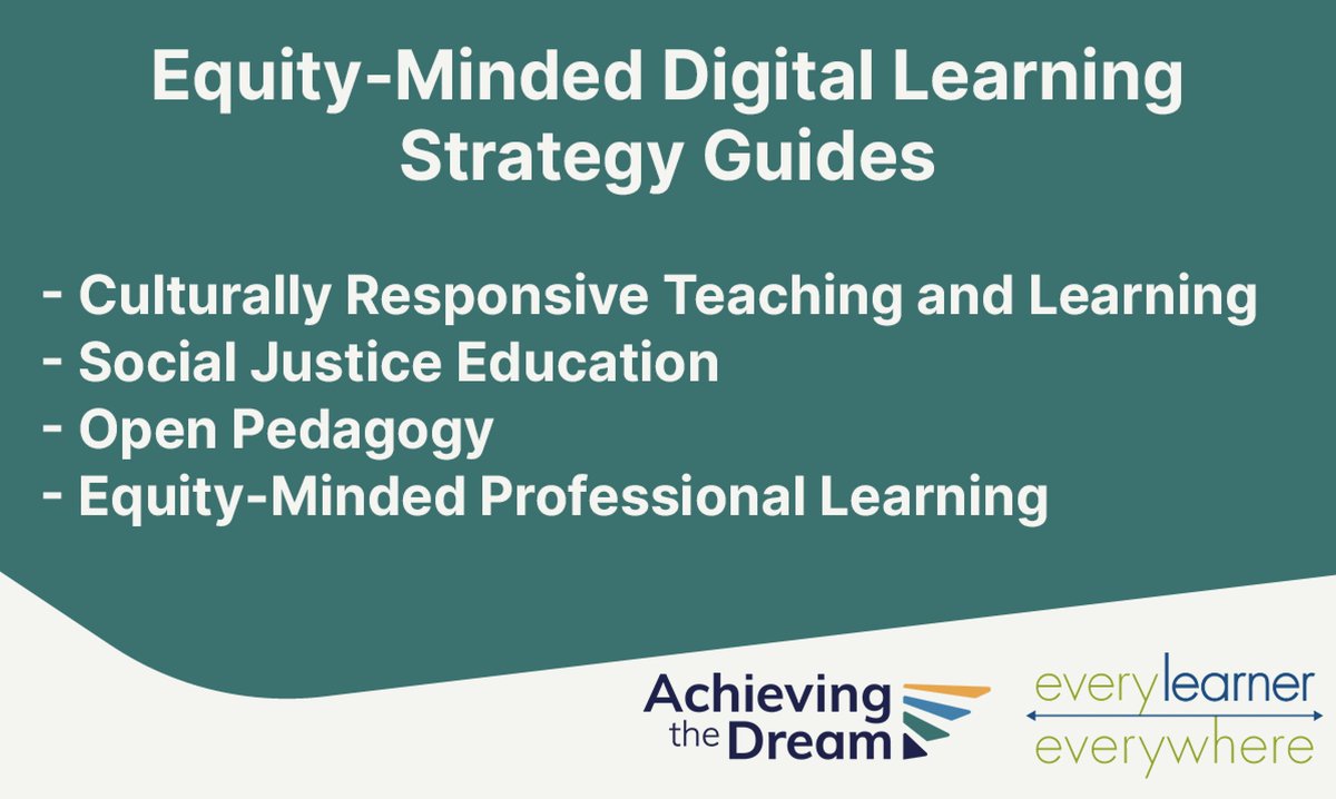 Every Learner is proud to partner with @AchievingtheDream to develop a set of guides centered on #promotingequity in #digitallearning.

Learn more and download the guides: ow.ly/lGlA50Qitmo