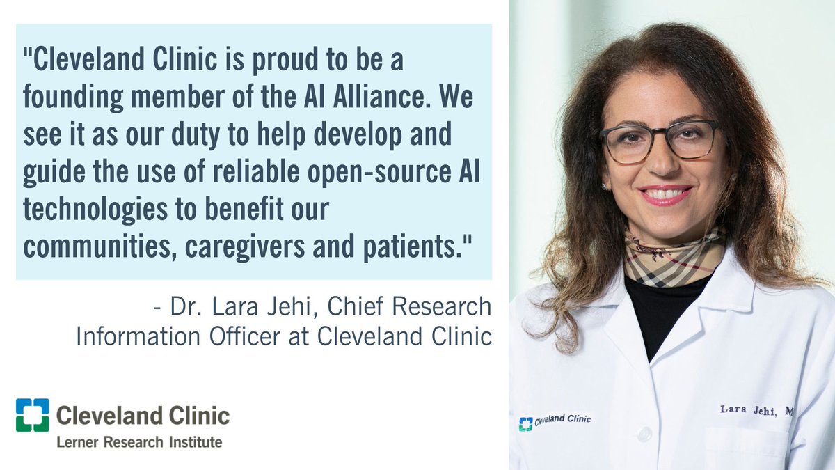 Cleveland Clinic has become a founding member of the AI Alliance! The AI Alliance is an international community of researchers, developers and organizational leaders aiming to develop and achieve safe and responsible AI that benefits society. tinyurl.com/yc5vtt6w