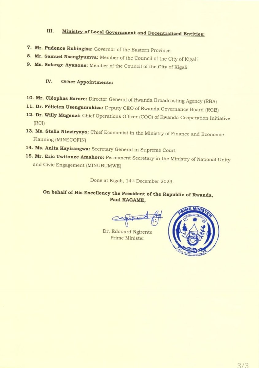 HOBE AUSTRALIA (@hobe_250) on Twitter photo 🚨 News From Rwanda🚨
🌐 <a href="/rbarwanda/">Rwanda Broadcasting Agency (RBA)</a> welcomes Cleophas Barore as the new boss, while <a href="/CityofKigali/">City of Kigali</a> Mayor <a href="/PudenceR/">Pudence RUBINGISA</a> takes on the role of Eastern Province Governor 🚨 News From Rwanda🚨
🌐 <a href="/rbarwanda/">Rwanda Broadcasting Agency (RBA)</a> welcomes Cleophas Barore as the new boss, while <a href="/CityofKigali/">City of Kigali</a> Mayor <a href="/PudenceR/">Pudence RUBINGISA</a> takes on the role of Eastern Province Governor