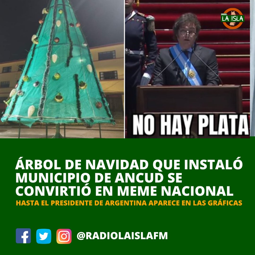 Críticas y burlas ha generado el descuidado árbol navideño que instaló el Municipalidad de #Ancud, en la Plaza de Armas de la comuna. #Chiloé