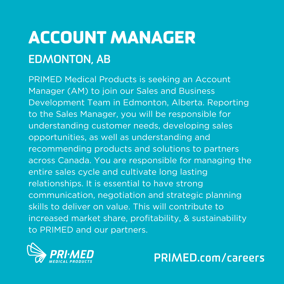 We're Hiring an Account Manager to join our Sales and Business Development Team in Edmonton, Alberta. 

Visit bit.ly/3NoYJB6 for more info &amp; to apply.

#jobposting #yegjobs #nowhiring #primeddifference #protectingpeople