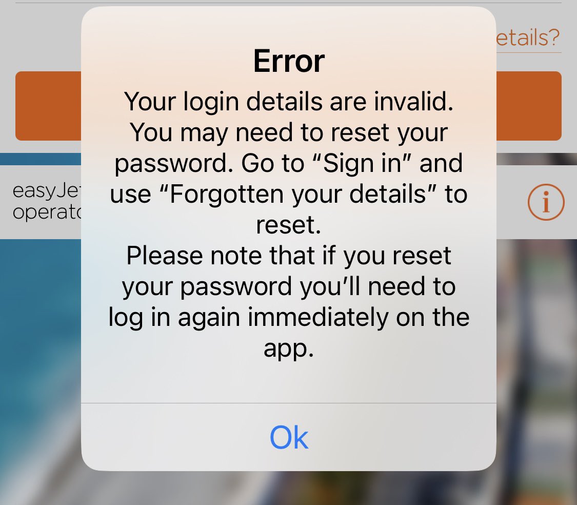Hi @easyJet I cannot login to your app despite following your instructions repeatedly. Just keep getting this message. Haven’t used the app since early 2020, have tried deleting and reinstalling app but no difference?! Help please!