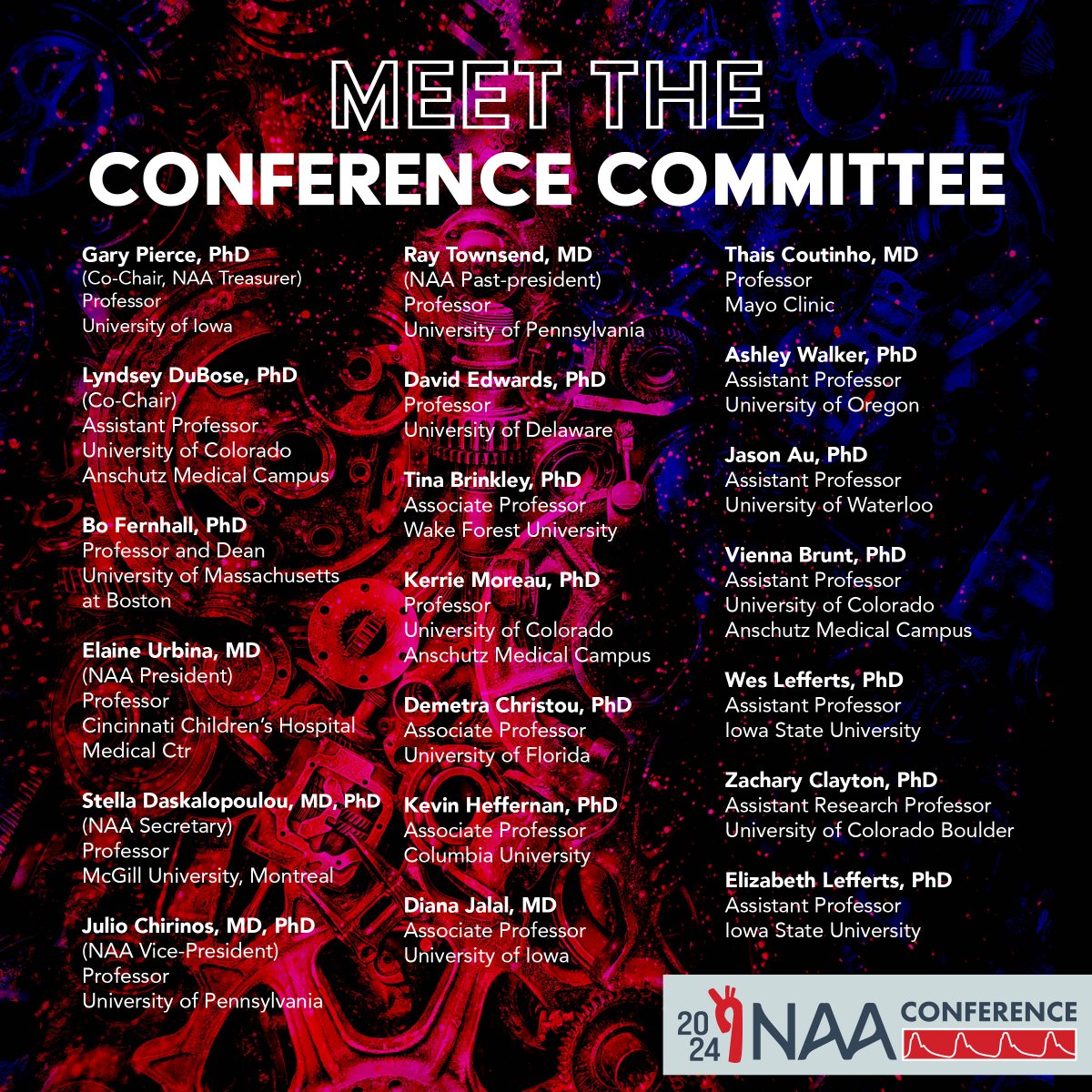 The North American Artery Association is proud to showcase our  NAA Conference Committee!  The 2024 NAA Conference will take place in Aurora, Colorado on June 14-15, 2024 and the line-up of speakers looks fantastic.  Be on the lookout for the schedule releasing in January!
