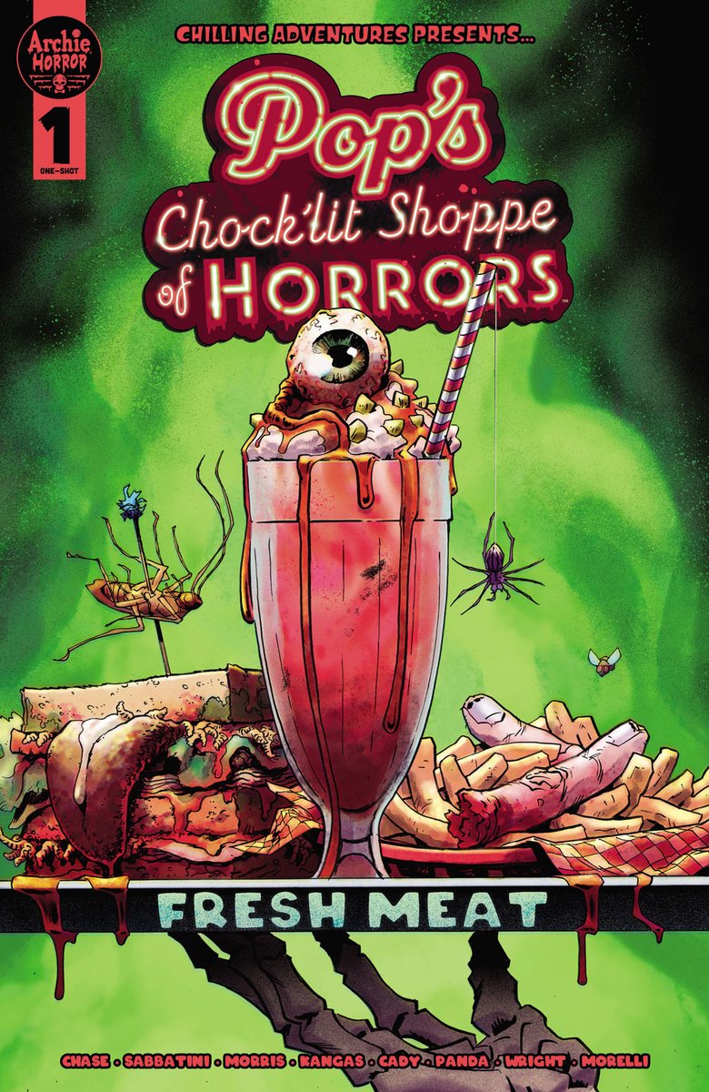 The anthology POP’S CHOCK’LIT SHOPPE OF HORRORS: FRESH MEAT features three new stories, plating in March

Pop Tate Serves a Second Helping of Archie Horror in New One-Shot
@ArchieComics @amythunderjam @Fe_Sabbatini88 
 @lianakangas  
lotuslandcomics.com/2023/12/pop-ta…