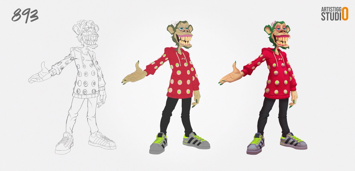 We're proud to unveil the first character design of <a href="/BoredApeYC/">Bored Ape Yacht Club 🍌</a>  we've created with external help of <a href="/0xastrodegen/">0xOly 👈</a> 🎊 

Everyone enjoys a peek behind the scenes, so we've decided to share the stages of our character design creation. 

Character Design by Artistiggo Team