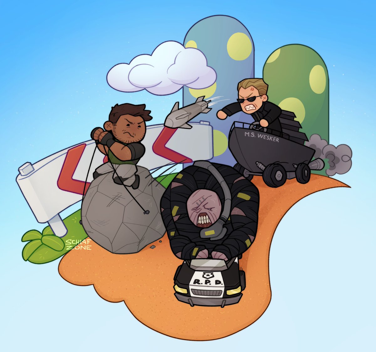 schlafzone's tweet image. resident evil kart !!