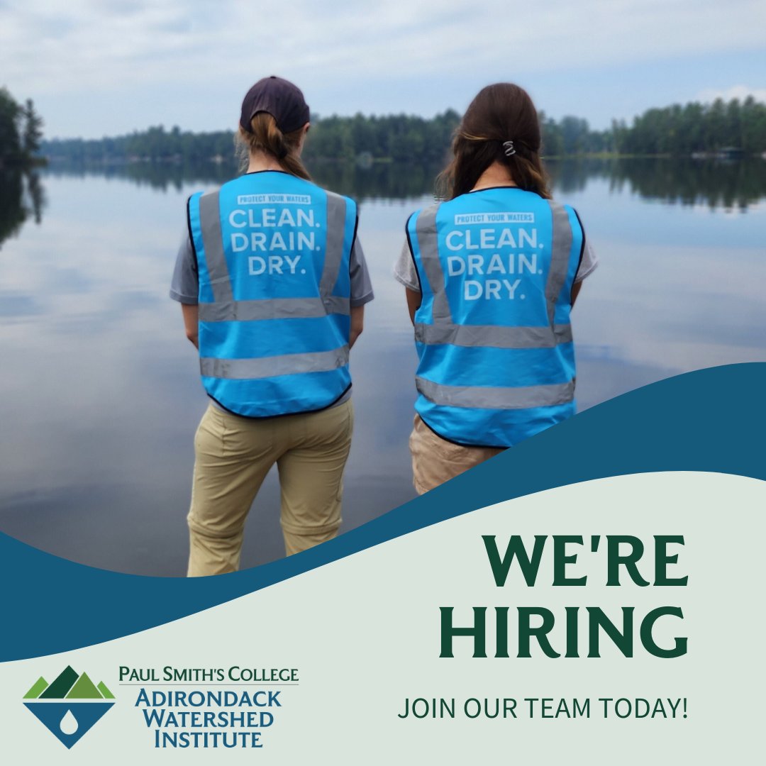 AWI is officially hiring for the 2024 summer season! We are hiring 100+ full and part-time positions across the Adirondack Park to help protect our waters from aquatic invasive species. Learn more about our available positions on our website: adkwatershed.org/employment