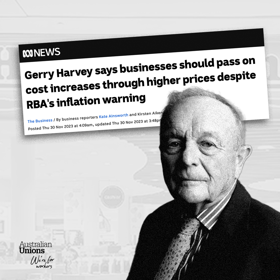 Multi-millionaires are so detached from reality, they don’t even realise: passing on costs to consumers means less money to buy their products. Working Australians are heading into a holiday season plagued by a cost-of-living crisis, and attitudes like this exacerbate it.