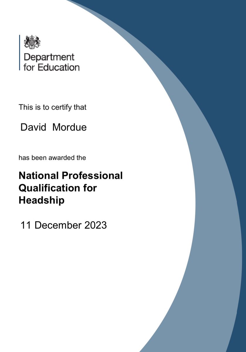 David Mordue (@mordueteach) on Twitter photo NPQH passed ✅
Really enjoyed the process! Thanks @CofE_EduLead for the excellent delivery and support and <a href="/Paulrickeard/">Paul Rickeard</a> for facilitating. 👍 NPQH passed ✅
Really enjoyed the process! Thanks @CofE_EduLead for the excellent delivery and support and <a href="/Paulrickeard/">Paul Rickeard</a> for facilitating. 👍