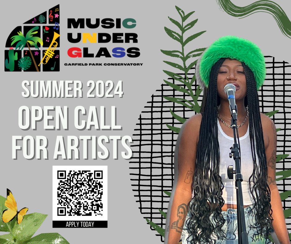 Garfield Park Conservatory (@gpconservatory) on Twitter photo Calling all Chicago-based musicians! <a href="/gpconservatory/">Garfield Park Conservatory</a> is seeking performers for our Summer 2024 #MusicUnderGlass series!
We welcome artists from all genres. Applications accepted on a rolling basis until 1/31, w/ priority to those received before 1/15. Scan the QR code to apply! Calling all Chicago-based musicians! <a href="/gpconservatory/">Garfield Park Conservatory</a> is seeking performers for our Summer 2024 #MusicUnderGlass series!
We welcome artists from all genres. Applications accepted on a rolling basis until 1/31, w/ priority to those received before 1/15. Scan the QR code to apply!
