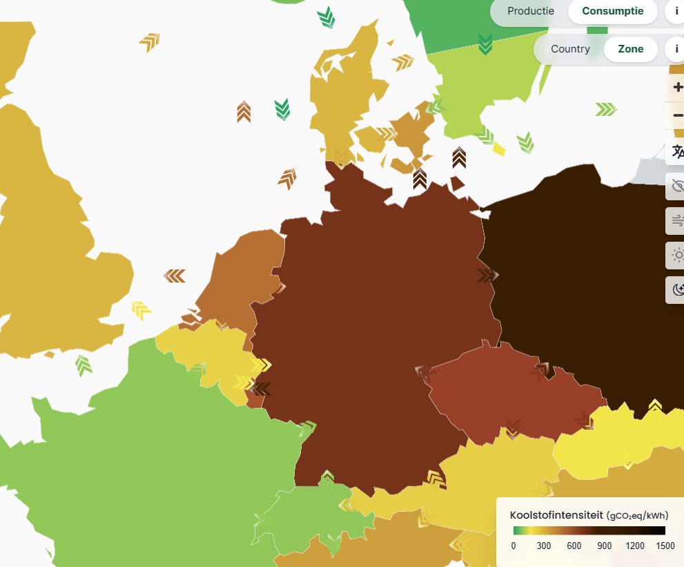 Power house Nederland op dit moment (do 14 dec 22 uur); naar allle buren (NO, DK, DE, BE en UK) wordt stroom geexporteerd. 
Er is nauwelijks wind (en geen zon). Dit impliceert dat momenteel een zwaar beroep wordt gedaan op de NL kolen- en gascentrales, met dito CO2-uitstoot op NL
