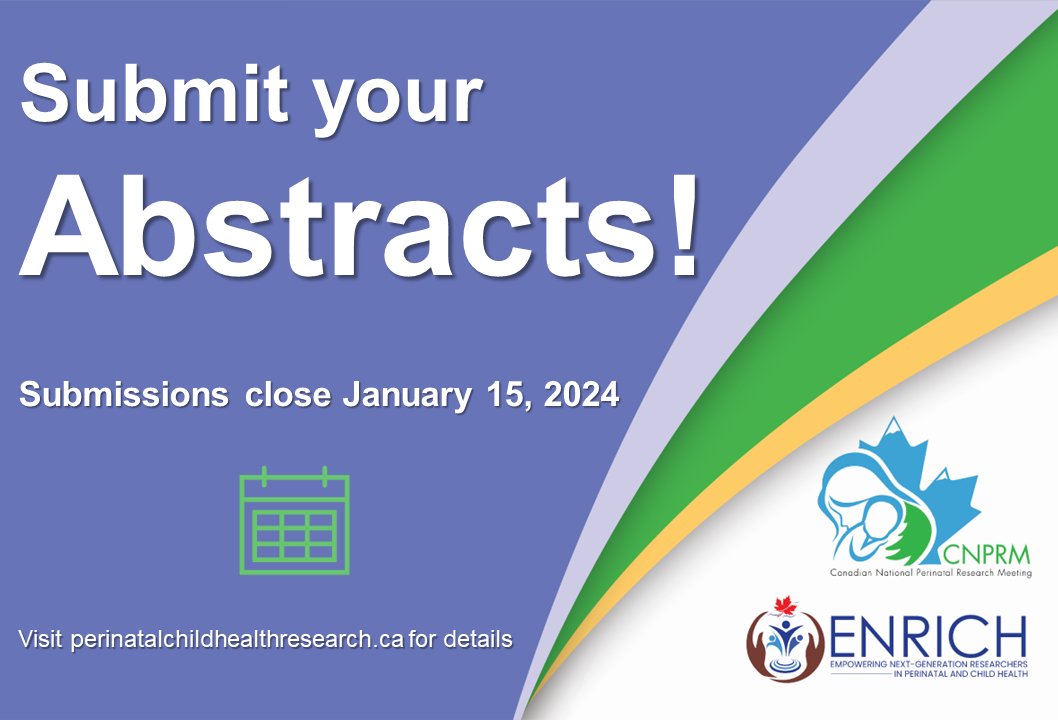 The Call for Abstracts is now open! Hurry and submit your abstracts before Jan 15, 2024 for the Perinatal Child Health Research Meeting! Visit perinatalchildhealthresearch.ca/call-for-abstr… for more info!