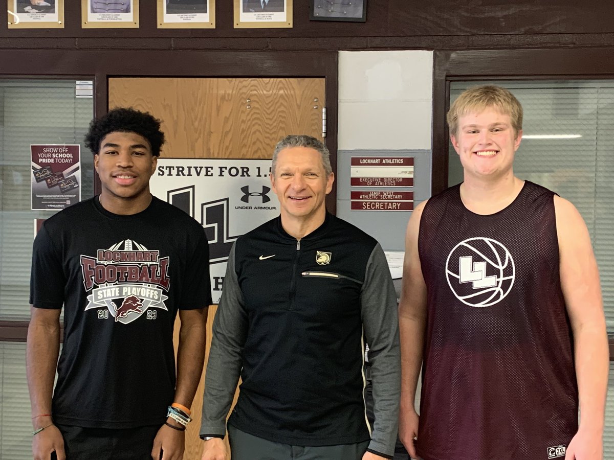 Todd Moebes (@coachmoebes) on Twitter photo Great to have <a href="/ArmyWP_Football/">Army Football</a> HC Jeff Monken in @CitLockhartTX today.
<a href="/LockhartISD/">Lockhart ISD</a> <a href="/LOCKHARTHS/">Lockhart High School</a> <a href="/AshtonDickens11/">Ashton Dickens</a> <a href="/BradySteph68/">Brady Stephenson</a>
<a href="/THSCAcoaches/">THSCA</a> Great to have <a href="/ArmyWP_Football/">Army Football</a> HC Jeff Monken in @CitLockhartTX today.
<a href="/LockhartISD/">Lockhart ISD</a> <a href="/LOCKHARTHS/">Lockhart High School</a> <a href="/AshtonDickens11/">Ashton Dickens</a> <a href="/BradySteph68/">Brady Stephenson</a>
<a href="/THSCAcoaches/">THSCA</a>