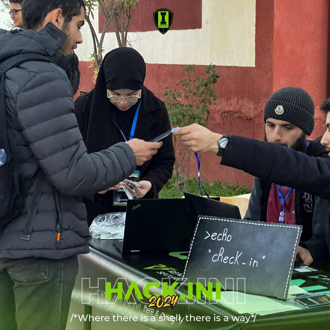 shellmates's tweet image. It's time to get this party started! 🎉 

Our event is officially underway and we're ready to rock and roll! Lets make an unforgettable experience HACK.INI 12ed !! 

#Shellmates{#EventTime #CheckinDone #LetsGetStarted #HackINI #CTF #CyberSecurity}