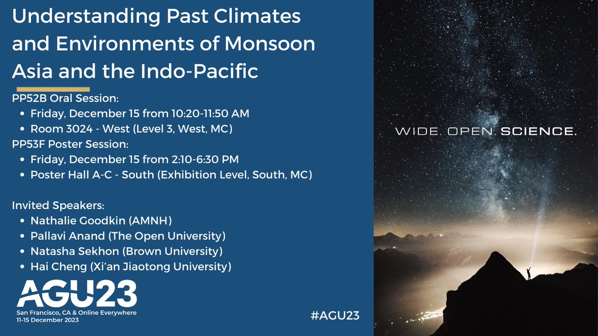 Looking for Friday #AGU23 presentations? Come check presentations on paleoclimate of Monsoon Asia and the Indo-Pacific! Thrilled to be convening with <a href="/AnnabelWlf/">Annabel Wolf</a> <a href="/TigerBenjamin/">Benjamin Tiger</a> and others. Also we're looking for additional OSPA judges so please sign up! <a href="/AGU_PaleoECRs/">AGU Paleo Section Early Career Researchers</a>
