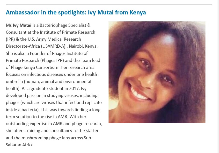 Glad to have been featured in this month's Newsletter on “Ambassadors in the Spotlight” by @AmrInsights. As a team, lets continue with the campaign on awareness of AMR.
Join the movement here: lnkd.in/efD8pAWk
#amr #waaw2023 #handlewithcare #OneHealth  #globalcommunity.