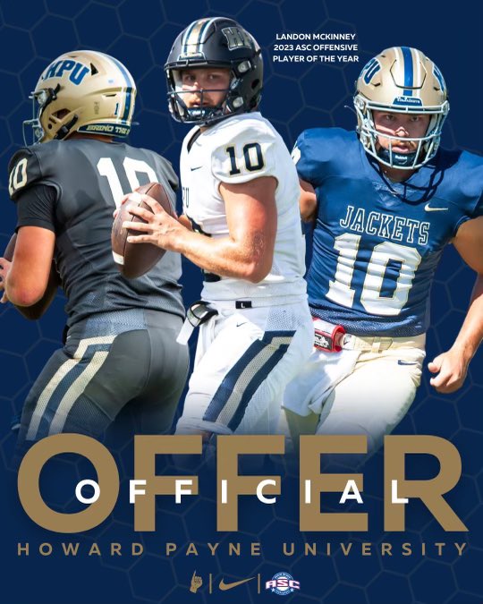 After a talk with <a href="/DBCoachForde/">Nick Forde</a> I'm blessed to receive my 2nd offer from <a href="/HPUFootball/">Howard Payne University Football</a> all glory to God I am very thankful for this opportunity <a href="/Coach_Ace5/">Ian Day</a> <a href="/realcaseydacus/">Casey Dacus</a> <a href="/CodyMorrison_/">Cody Morrison</a>
