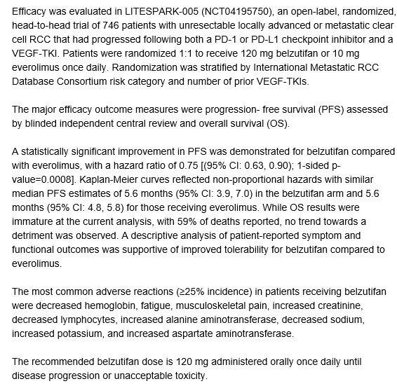 Toni Choueiri, MD (@drchoueiri) on Twitter photo JUST IN: <a href="/US_FDA/">U.S. FDA</a> approved belzutifan (HIF2 inhibitor) in advanced renal cell carcinoma (RCC) following PD1 and VEGF inhibitors!
A great day for the field and a new option for our Kidney Cancer patients!!!!
Via <a href="/ASCO/">ASCO</a> #FDAAlerts <a href="/OncoAlert/">OncoAlert</a>
Study presented at <a href="/myESMO/">ESMO - Eur. Oncology</a> #ESMO3 by JUST IN: <a href="/US_FDA/">U.S. FDA</a> approved belzutifan (HIF2 inhibitor) in advanced renal cell carcinoma (RCC) following PD1 and VEGF inhibitors!
A great day for the field and a new option for our Kidney Cancer patients!!!!
Via <a href="/ASCO/">ASCO</a> #FDAAlerts <a href="/OncoAlert/">OncoAlert</a>
Study presented at <a href="/myESMO/">ESMO - Eur. Oncology</a> #ESMO3 by
