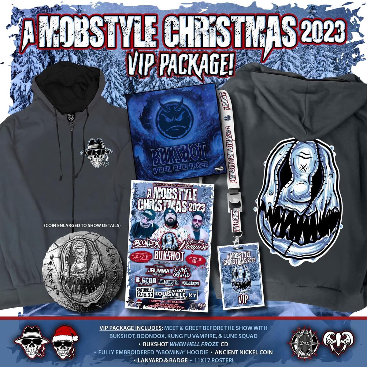 Only 2 days left till Mobstyle Christmas! Tickets are available on Etix.com or you can get them at the door and VIP bundles are available on the Mob-Shop!!!