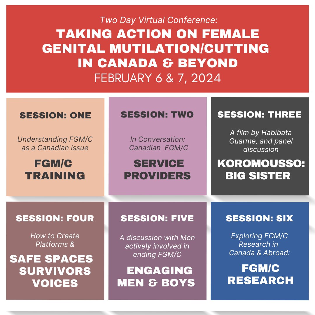 In honor of February 6th; The International Day of Zero Tolerance for Female Genital Mutilation, we are hosting a virtual webinar. Through two days of collective action, we will bring together people from across Canada & abroad. Join us! endfgm.ca/conference #EndFGM #GBV